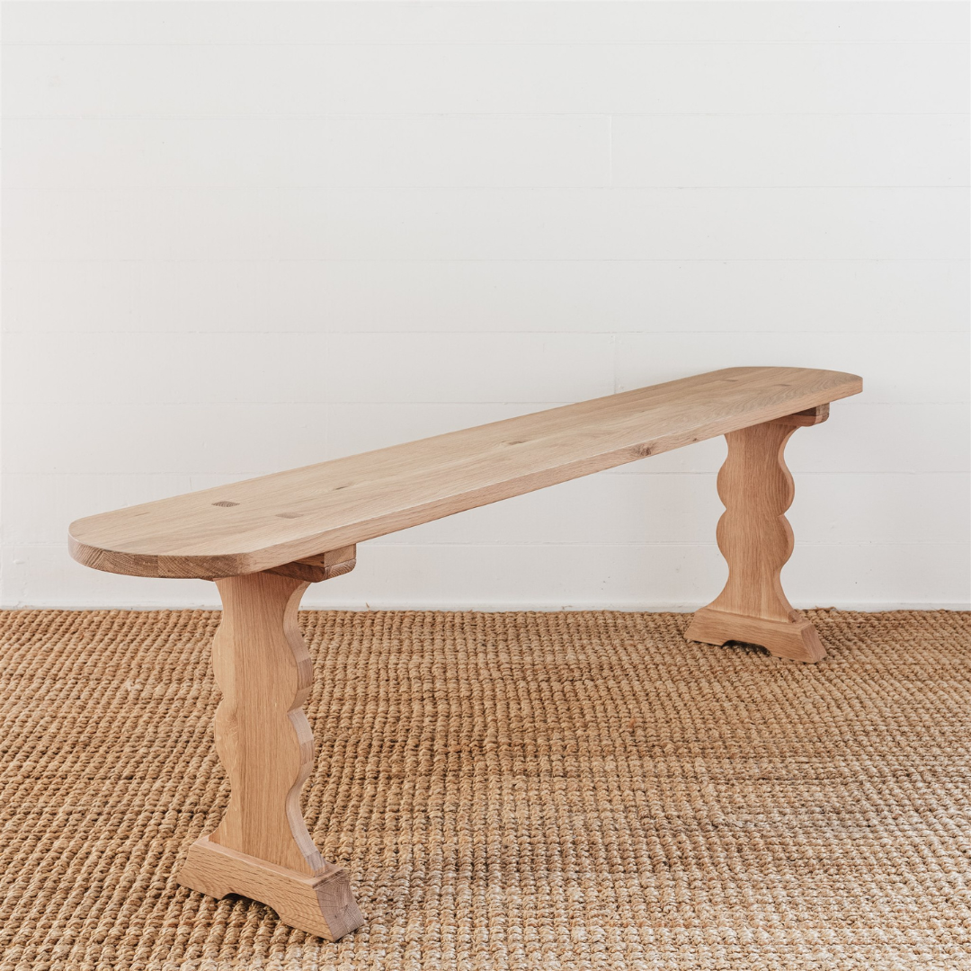 Solid Oak, French-Style Bench