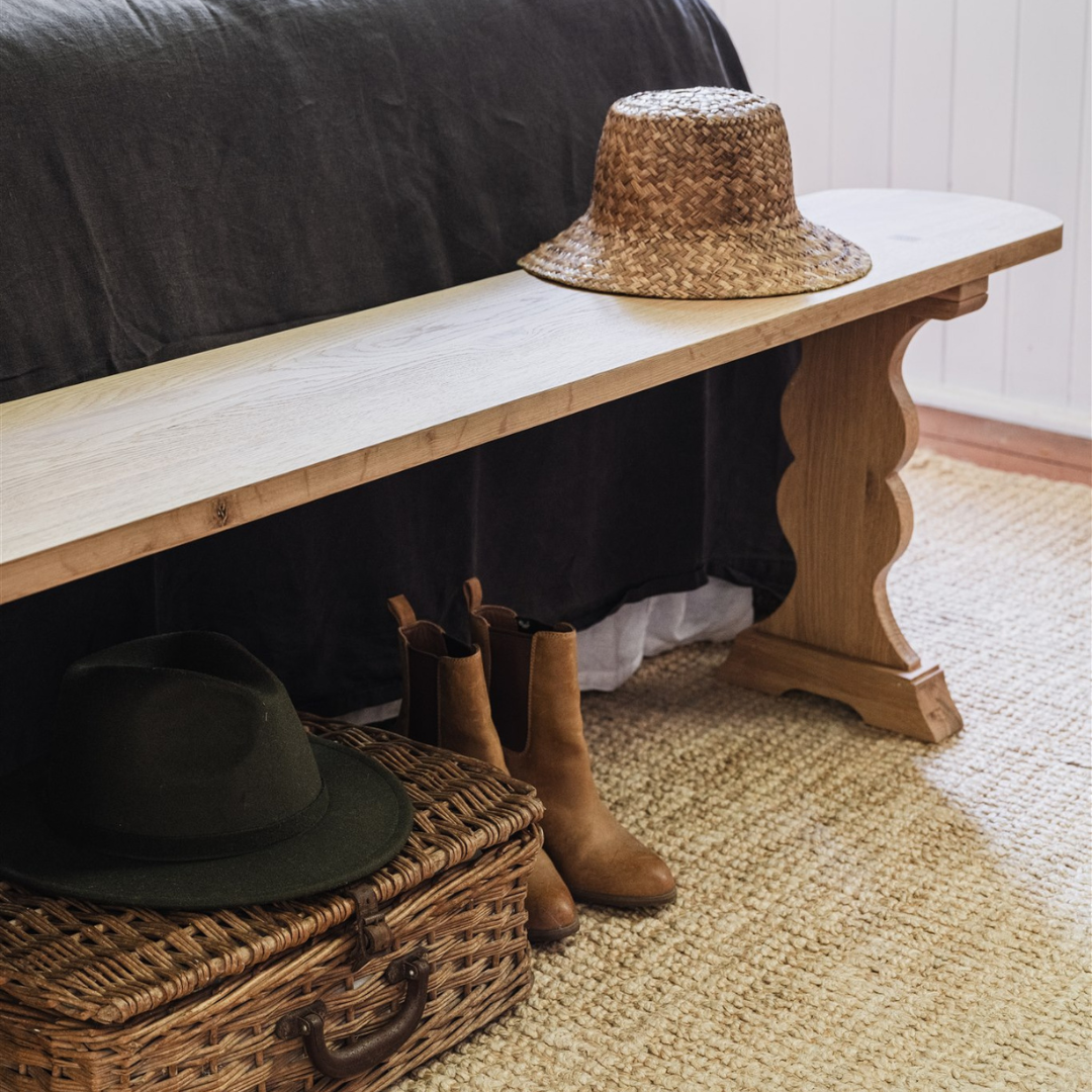 Solid Oak, French-Style Bench
